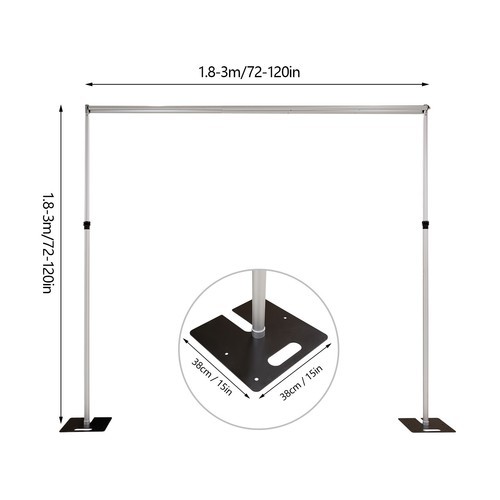 DOUBLE CROSS BAR ADJUSTABLE QUICK BACKDROP KIT 10 FT x 10 FT PIPE WITHOUT DRAPE