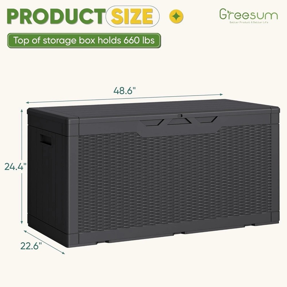 Versatile 100 Gallon Storage Bin - Waterproof & Lockable, Fits Garden Tools