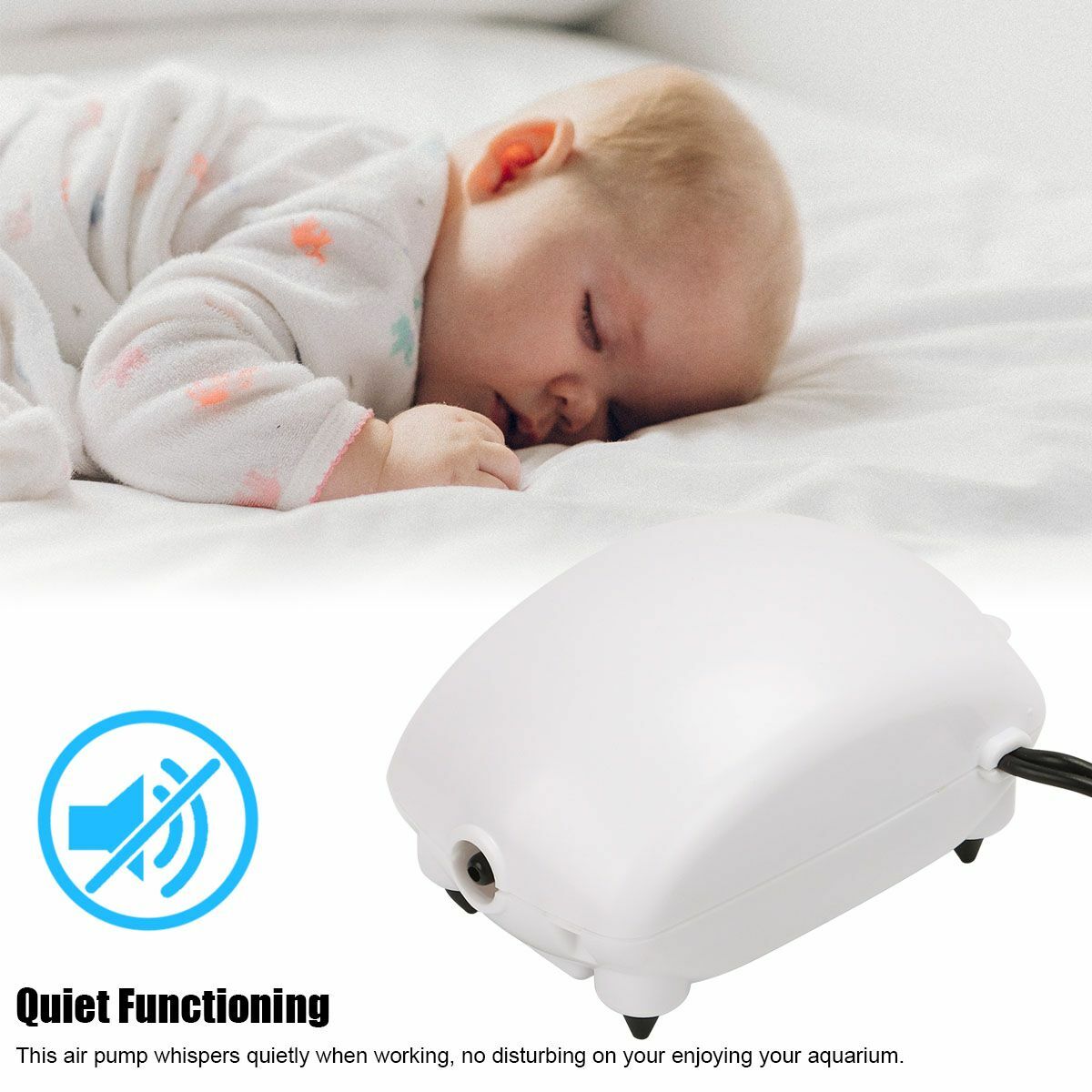 Aquarium Air Pump Adjustable Output Aquarium Bubble 2.5w Ultra Quiet Air Pump US