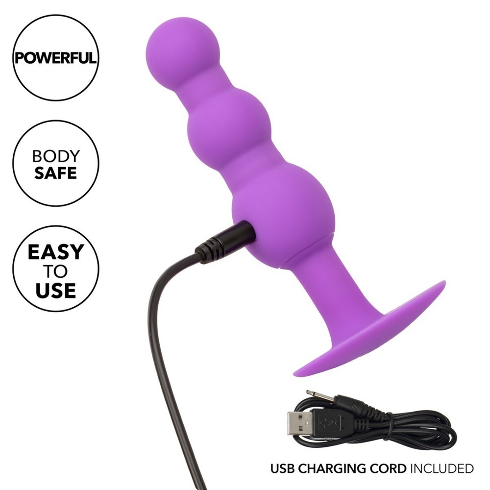 First Time Silicone Vibrating Triple Beaded Anal Butt Plug Probe Beads Vibrator