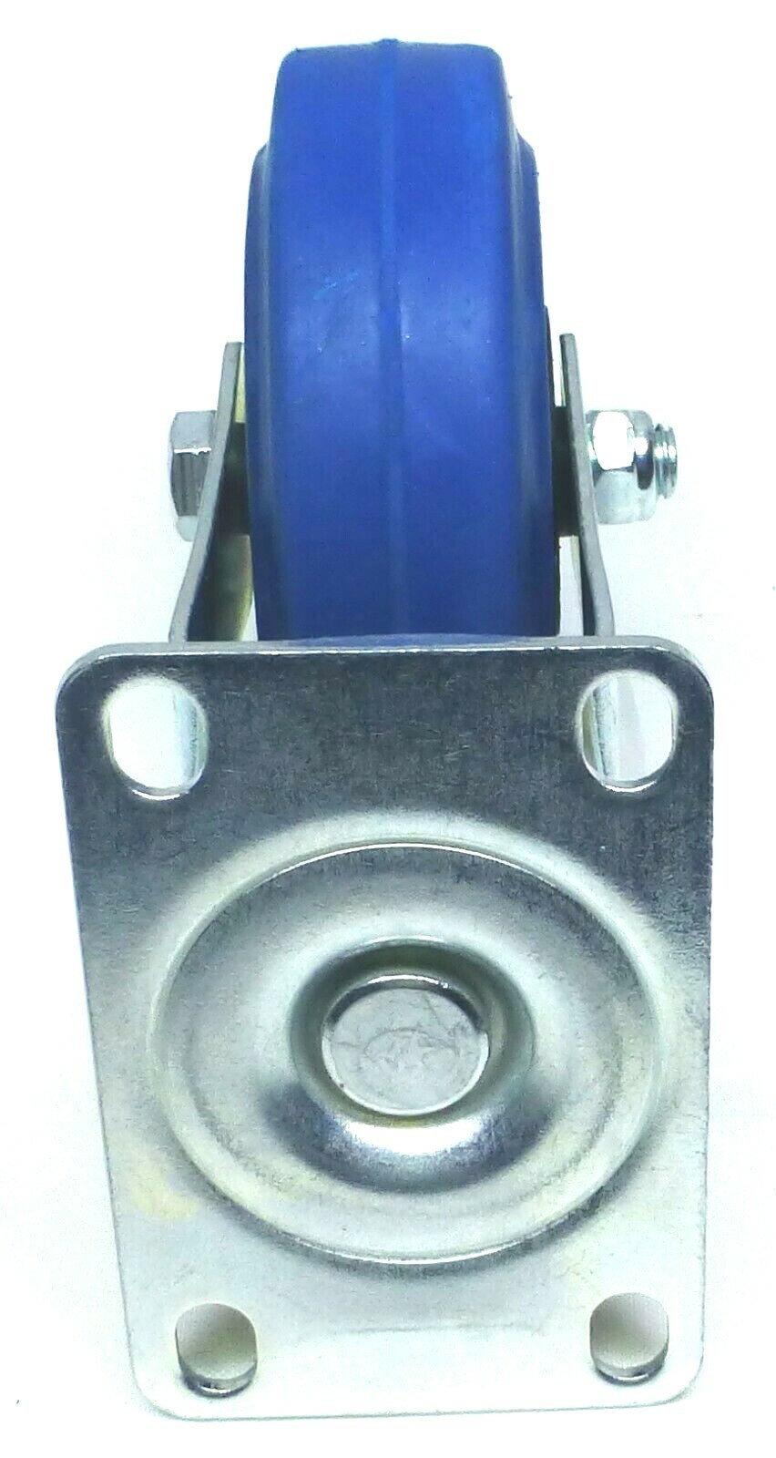 Set Of Four 4" Heavy Duty Swivel Casters, 4" Blue Rubber Wheels