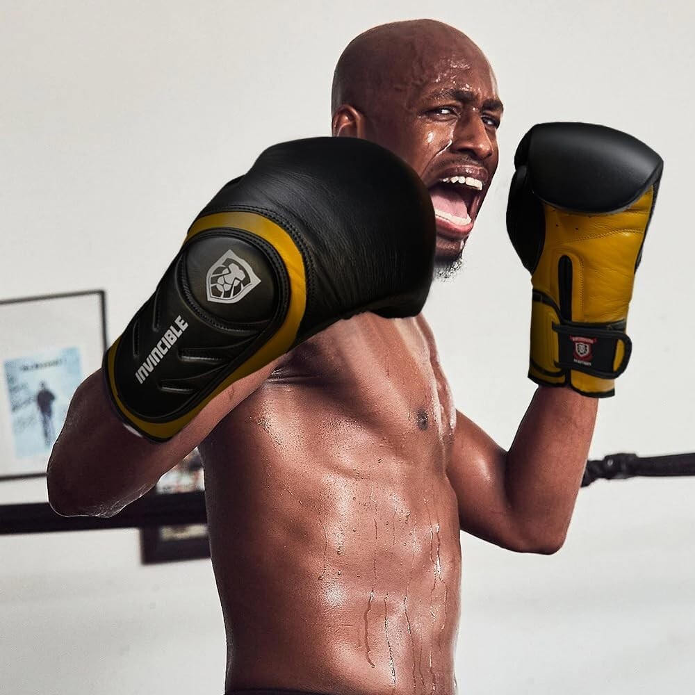 Invincible Fight Gear Professional Hook and Loop Leather Training Boxing Gloves