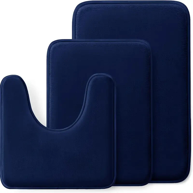 3 PCs Bathroom Rug Memory Foam Bath Mat Set Small Large and Contour Bath Mat Rug