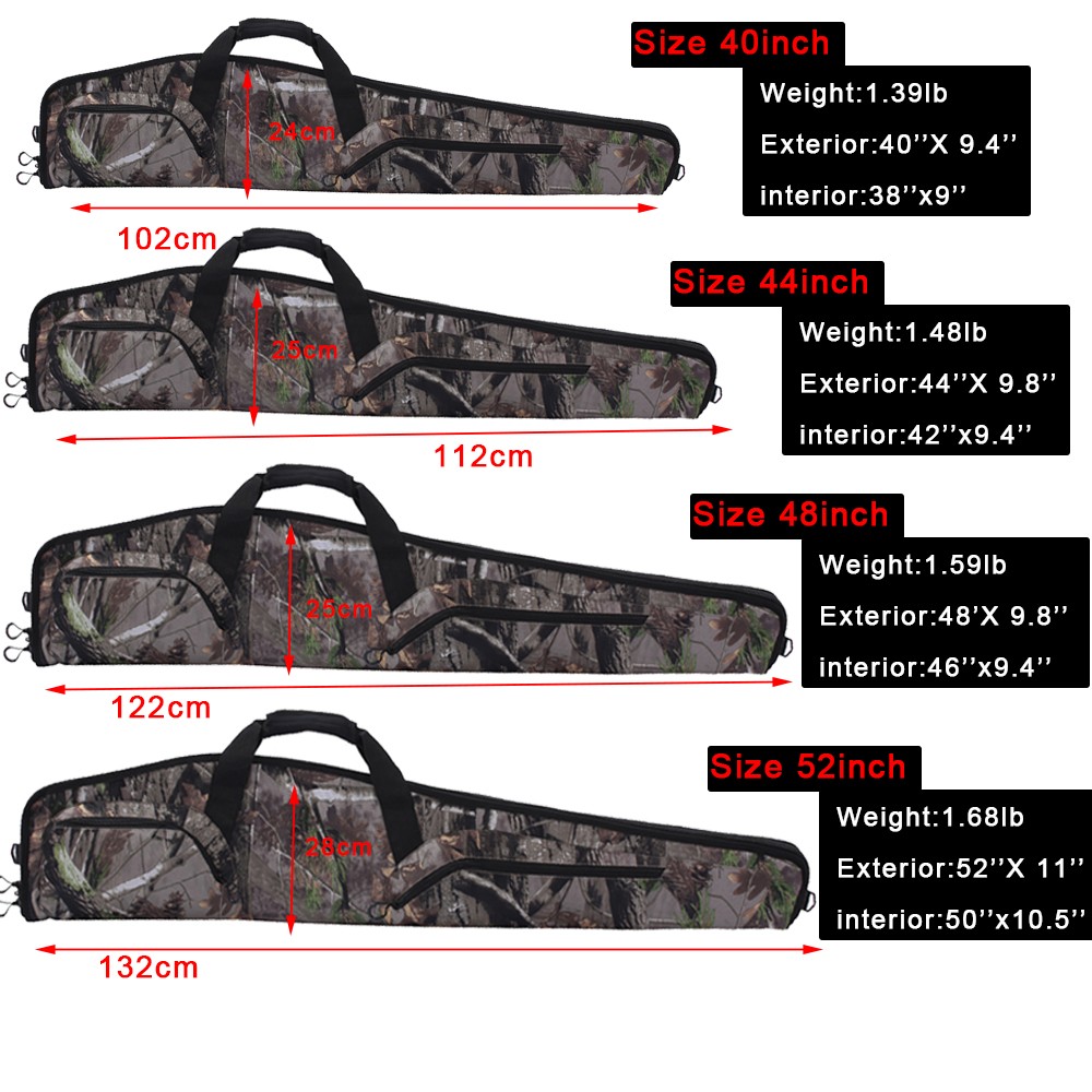 40/44/48/52Inch Scoped Rifle Case Soft Shotgun Bag with Accessory Zipper Pockets
