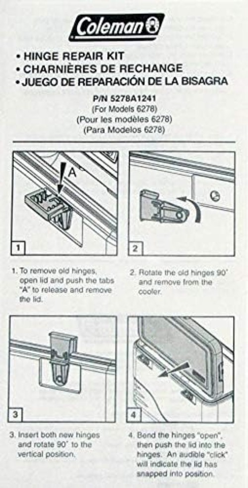 Durable Plastic Hinge Replacement Kit for Coleman Coolers - 2 Hinges Included