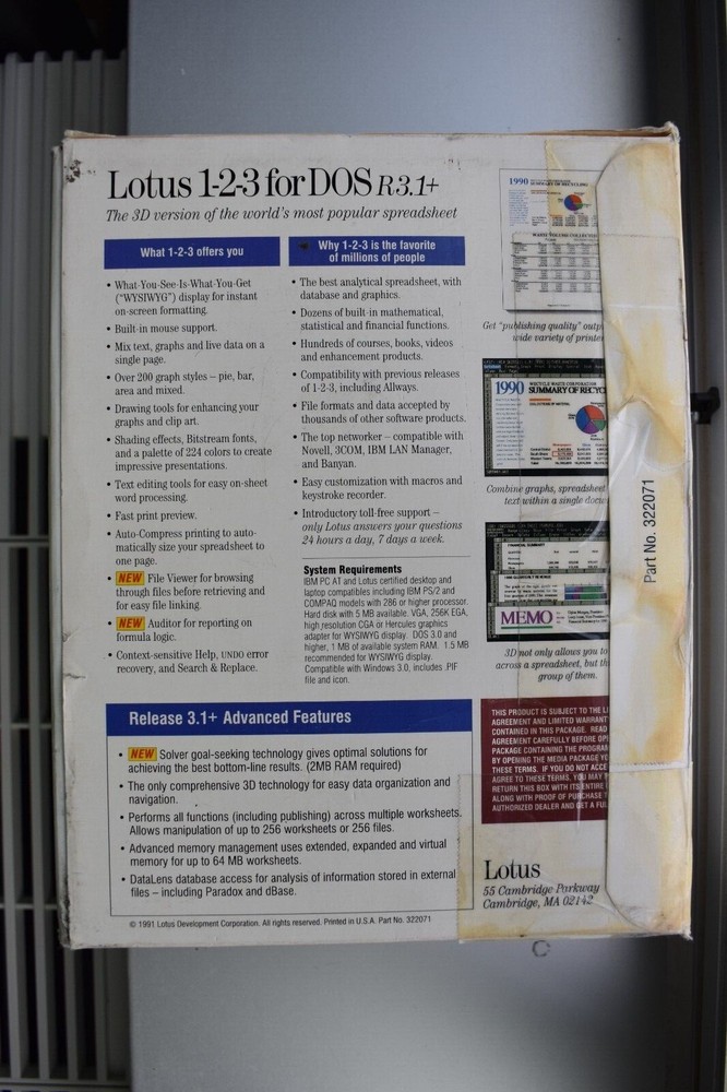 Lotus 123 for DOS Release 3.1+