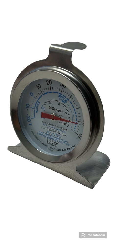 A 2 1/2" dial refrigerator/freezer thermometer analog device