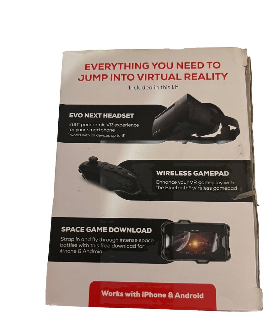 EVO VR Virtual Reality Headset Starter Kit for All Smartphones - IOS & Android