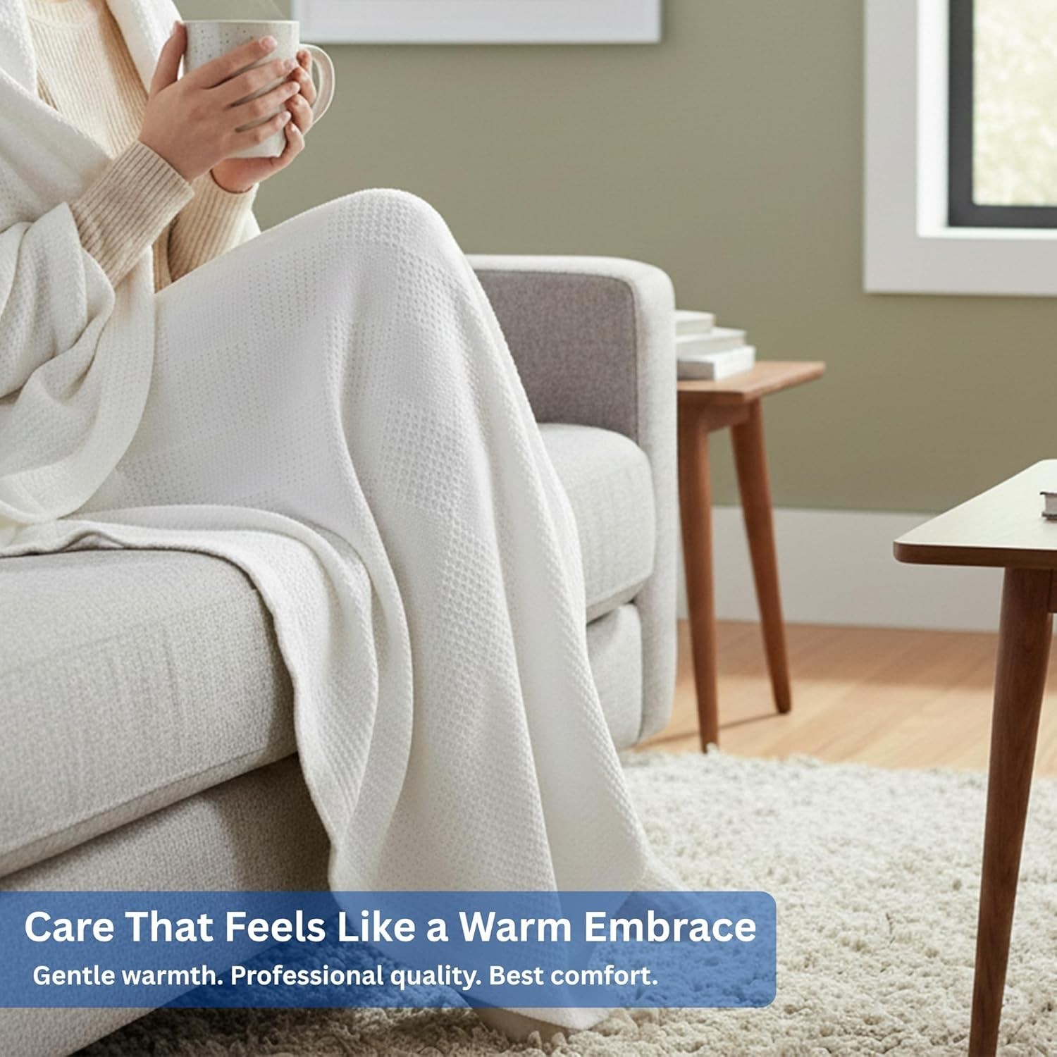 Hospital Thermal Blanket Throw Snag Free | 100% Cotton | Twin 66" x 90" | White