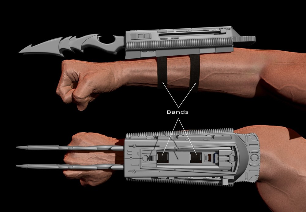 Predator Gauntlet Forearm Right removable blades scale 1;1 File for 3D Printer