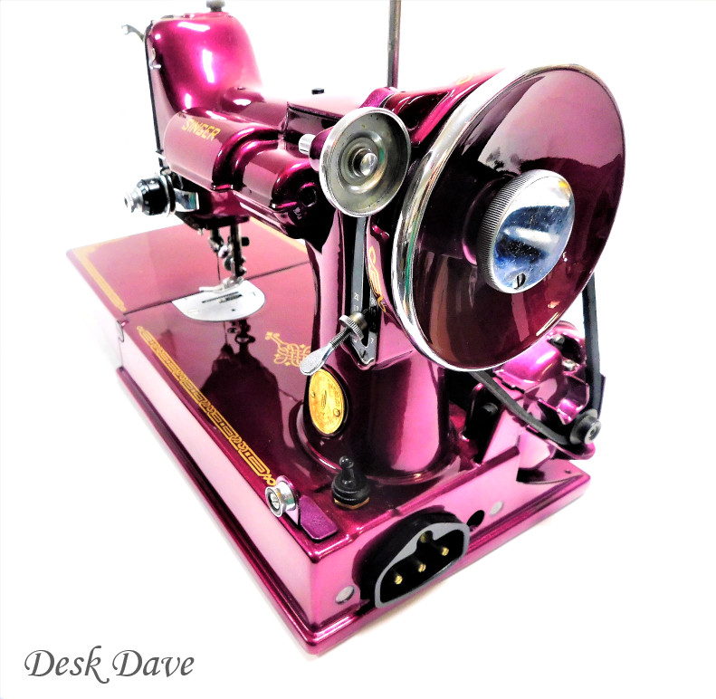 Desk Dave's "CRANBERRY COCKTAIL" Singer Featherweight 221 Sewing Machine.