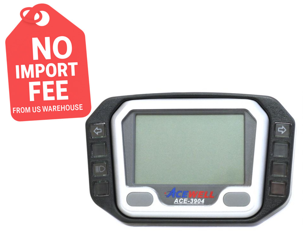 Acewell 3904 Multifunction Digital Speedometer Tachometer Silver Black