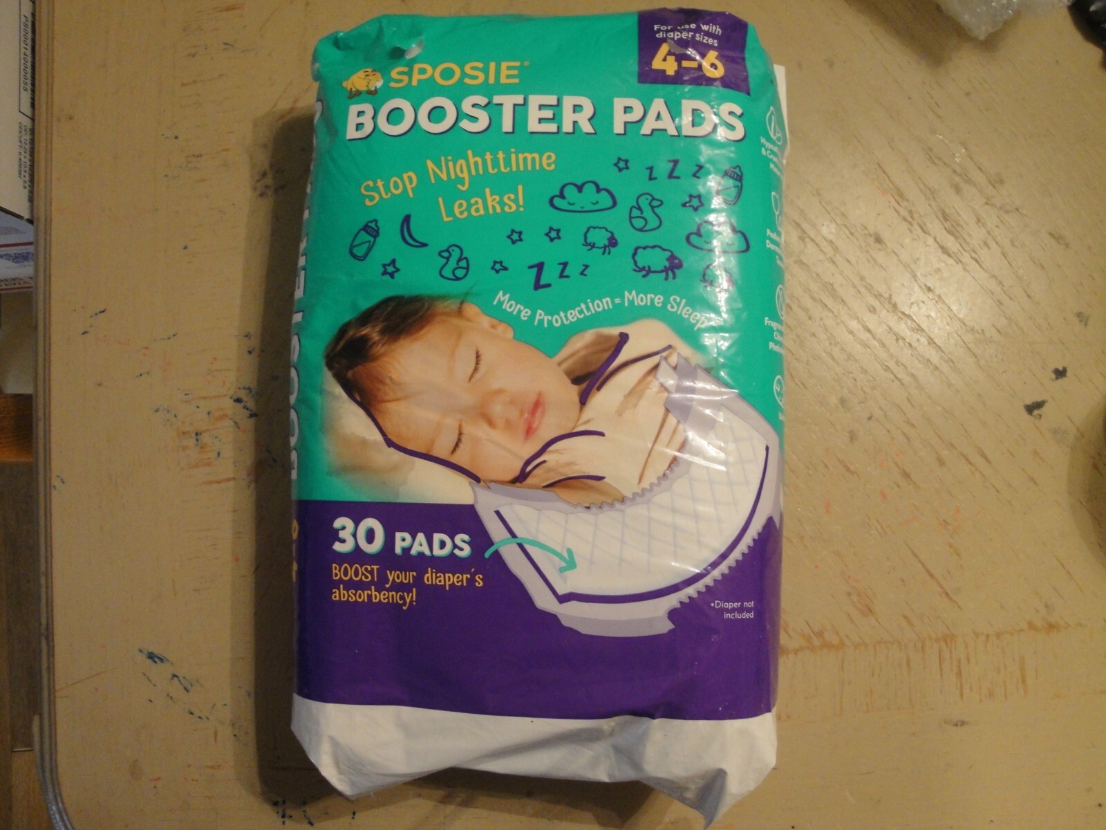 Sposie Booster Pads For Use With Diapers Size 4-6 New 30 Pads #N49