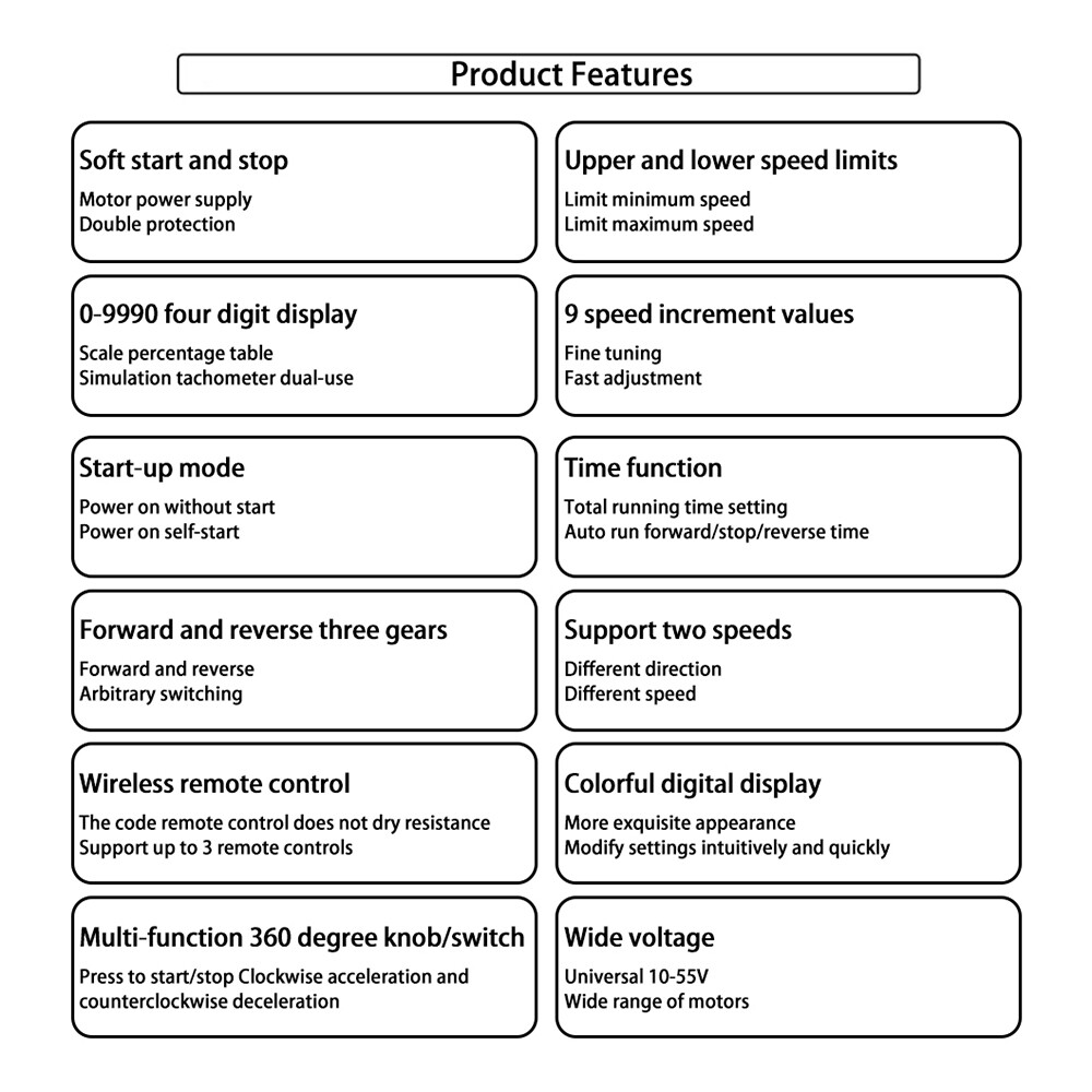 DC10-55V 40A Brush Motor Speed Controller LCD Digital Wireless Remote Control