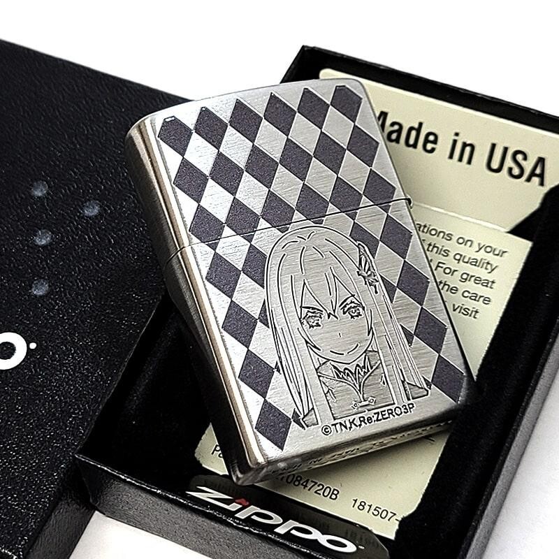 Zippo Re Zero Echidna Silver Satin Etching 2 Sided Processing Lighter Regular