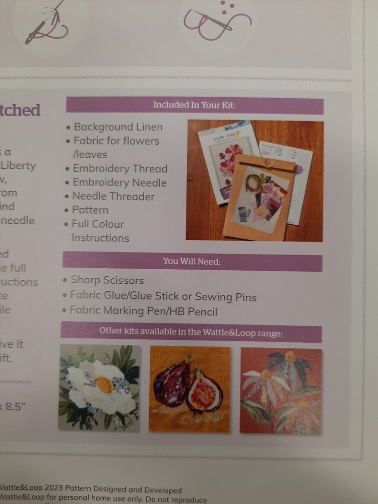 Gorgeous Wattle & Loop Handmade Slow Stitching Kit ~ Cosmos