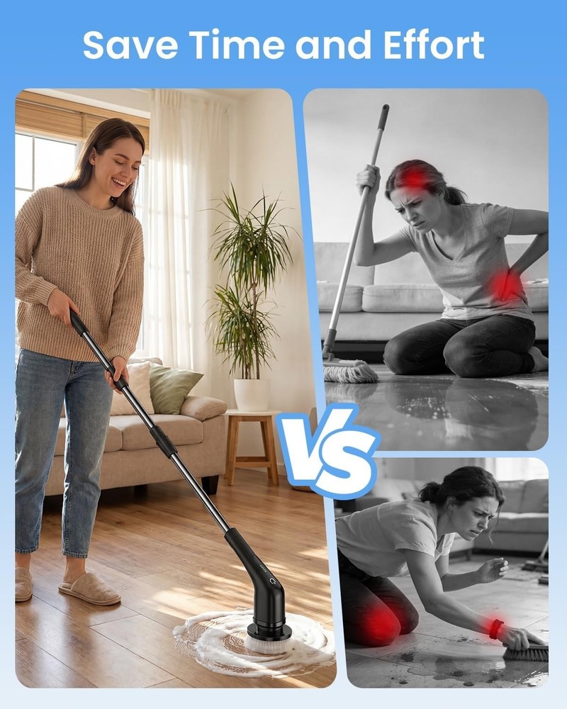 Powerful Electric Spin Scrubber with Waterproof Design & 2- Protection Plan