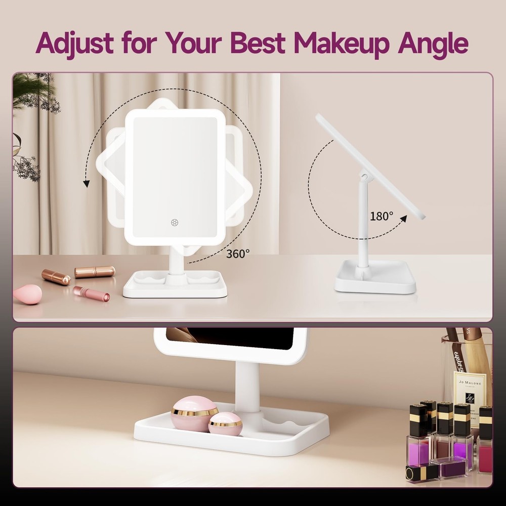 FUNTOUCH Rechargeable Lighted Mirrors for Makeup, 2000mAh, 10X Magnification/...