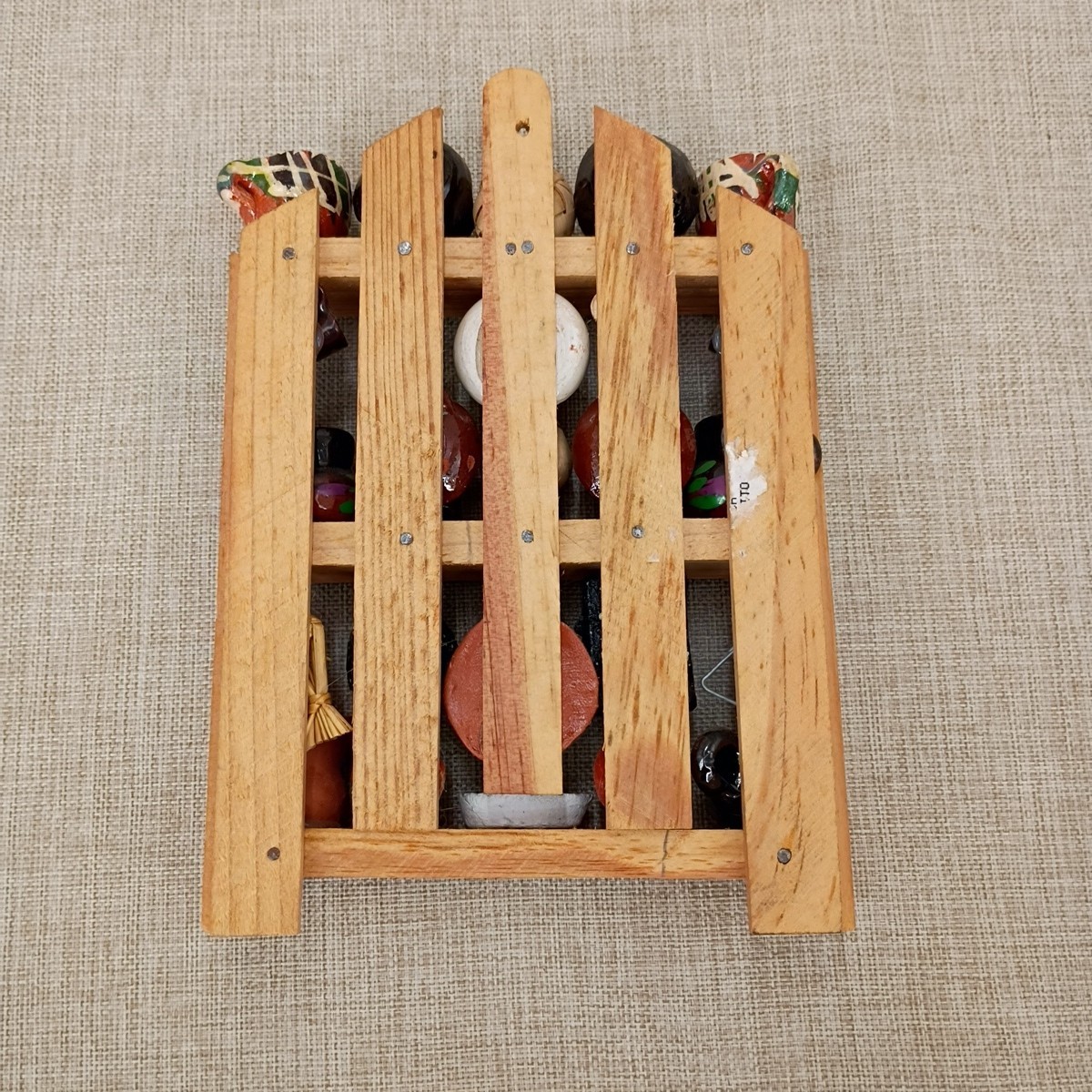 Mexican Kitchen Trasterito Trastero Wall Shelf 3 Tier Wooden w/ Miniature Clay