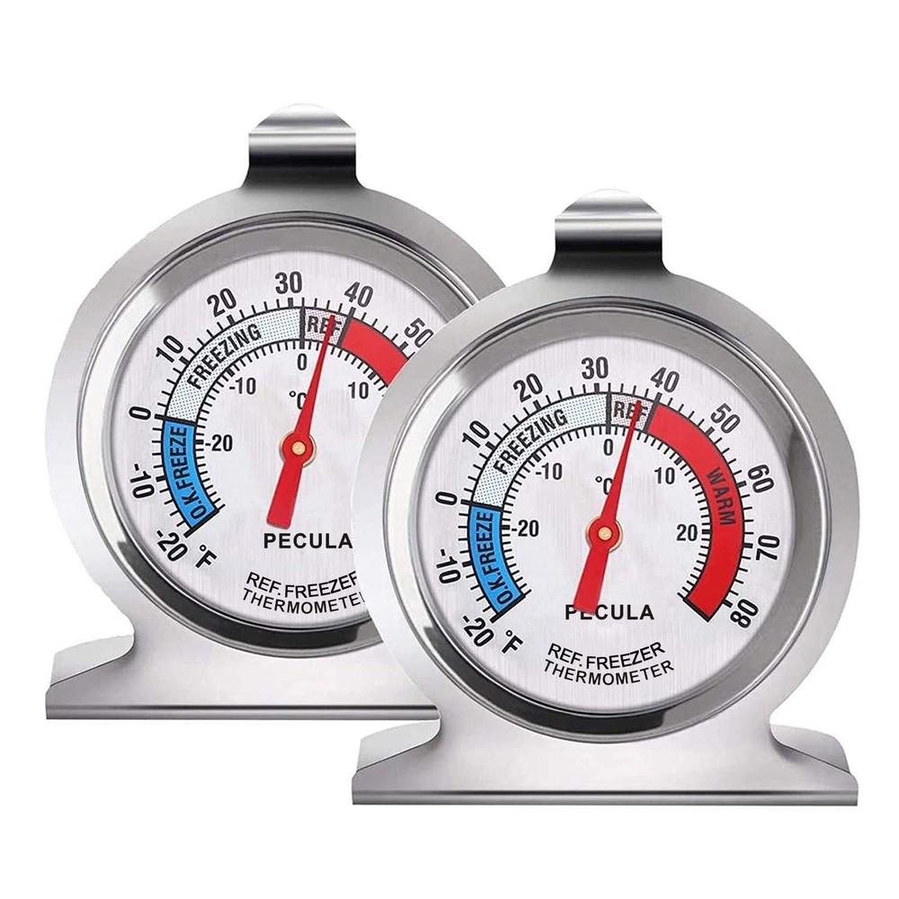 2 Pack Refrigerator Thermometer, Blue, Red