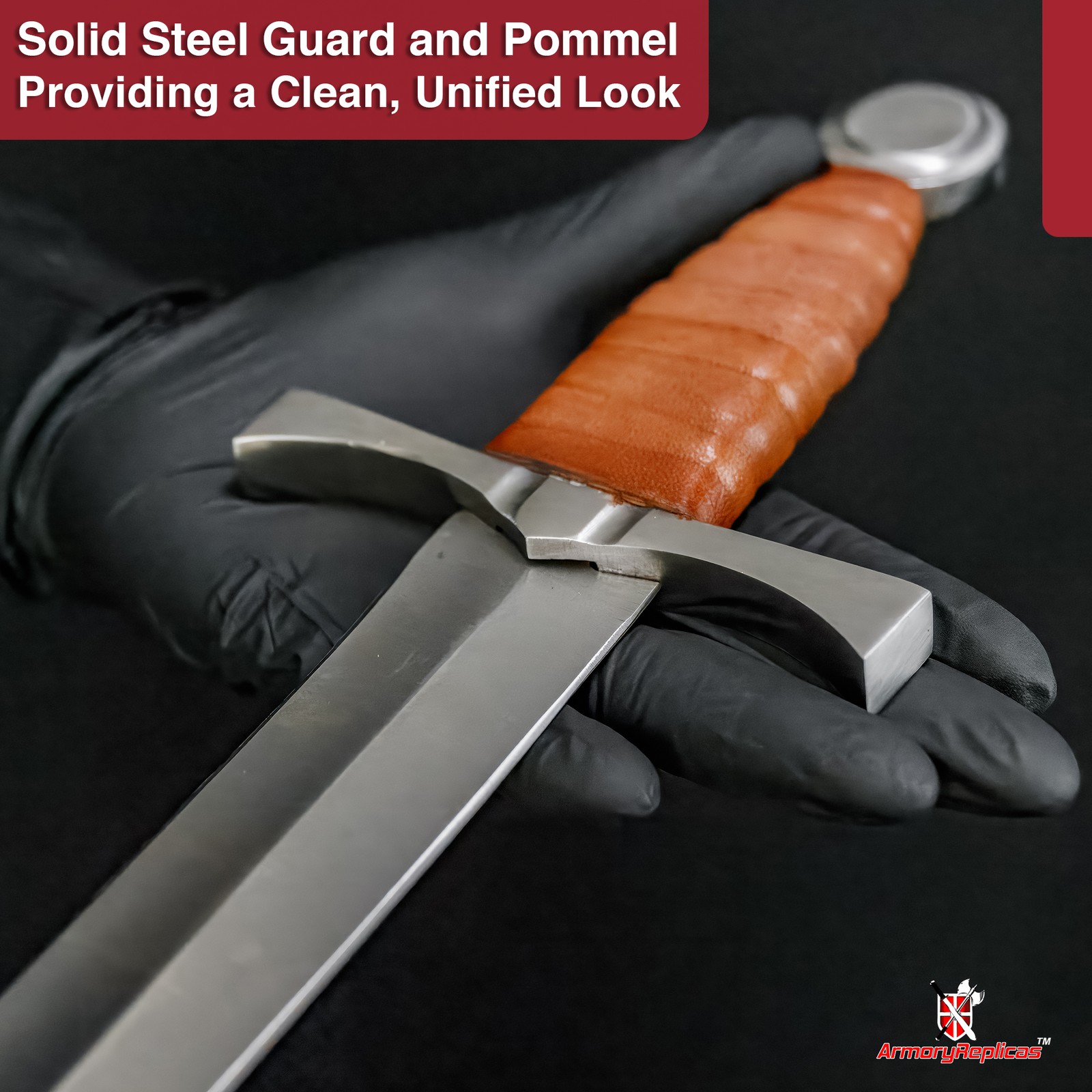 Medieval Cosplay Dagger Replica Carbon Steel Blade Leather Wrap Handle & Sheath