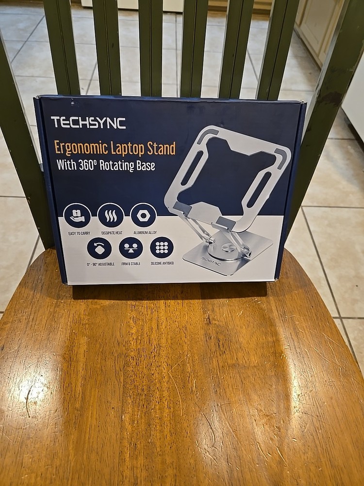 Laptop Stand with 360° Rotating Base, Ergonomic Adjustable Notebook Stand,