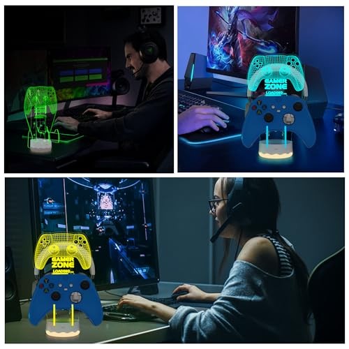 Light up Headset and Controller Stand, 16 Colors 3D LED Lights Gamepad