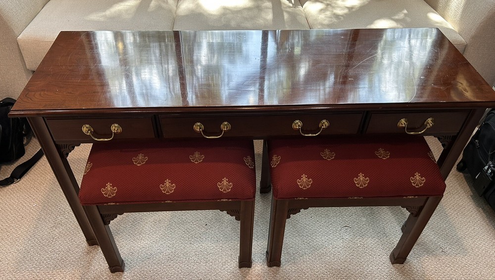 Harden Solid Cherry Sofa Consol Table & Bench Stool Set 52"