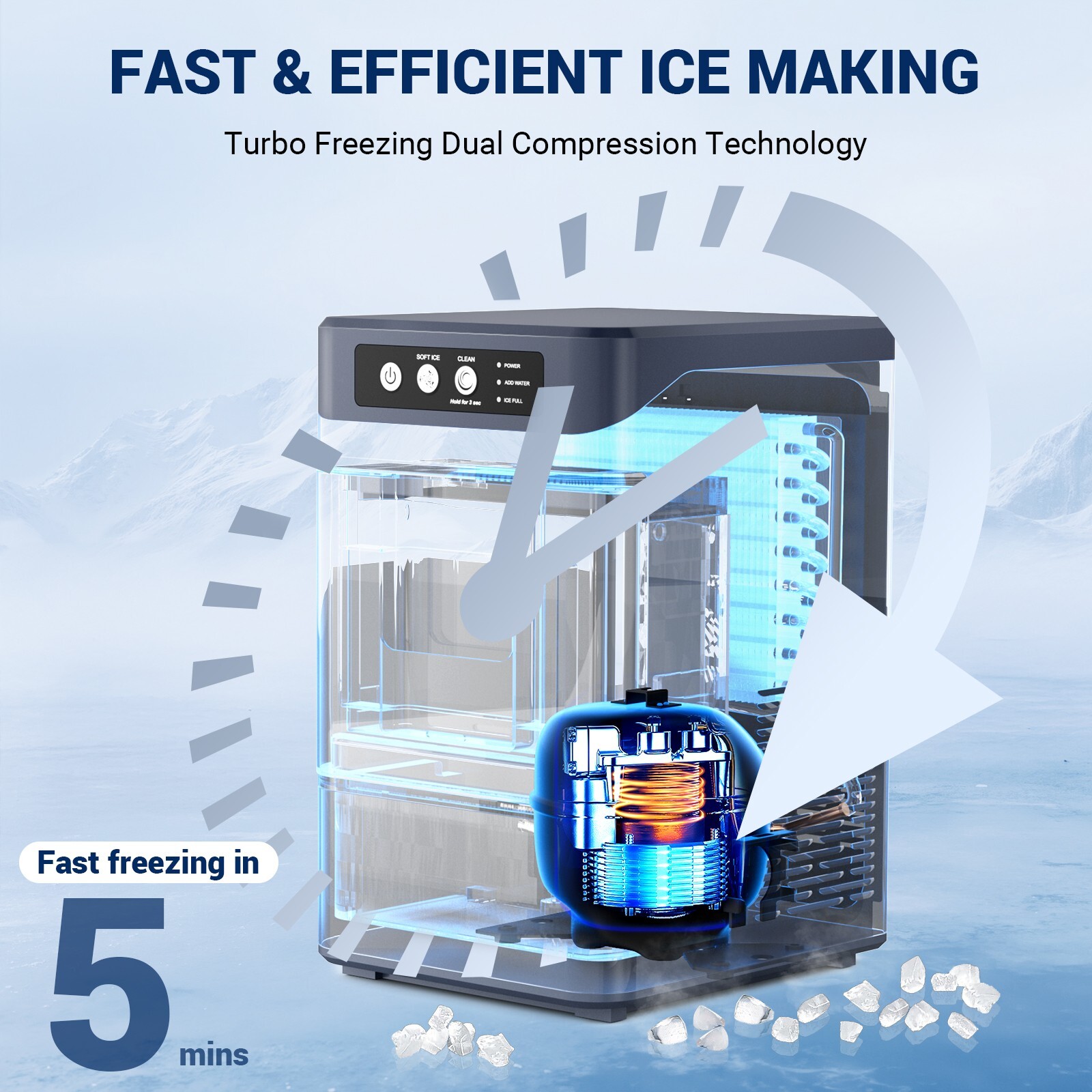 44Lbs/24H Countertop Nugget Ice Maker Chewable Ice Maker Machine w/ 0.8 Gal Tank