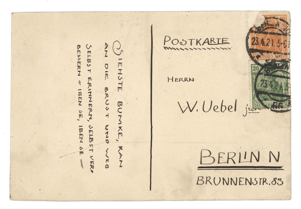 Cartoon Rower Drawing Postcard Coal Expressionism Unsigned Orig 1921