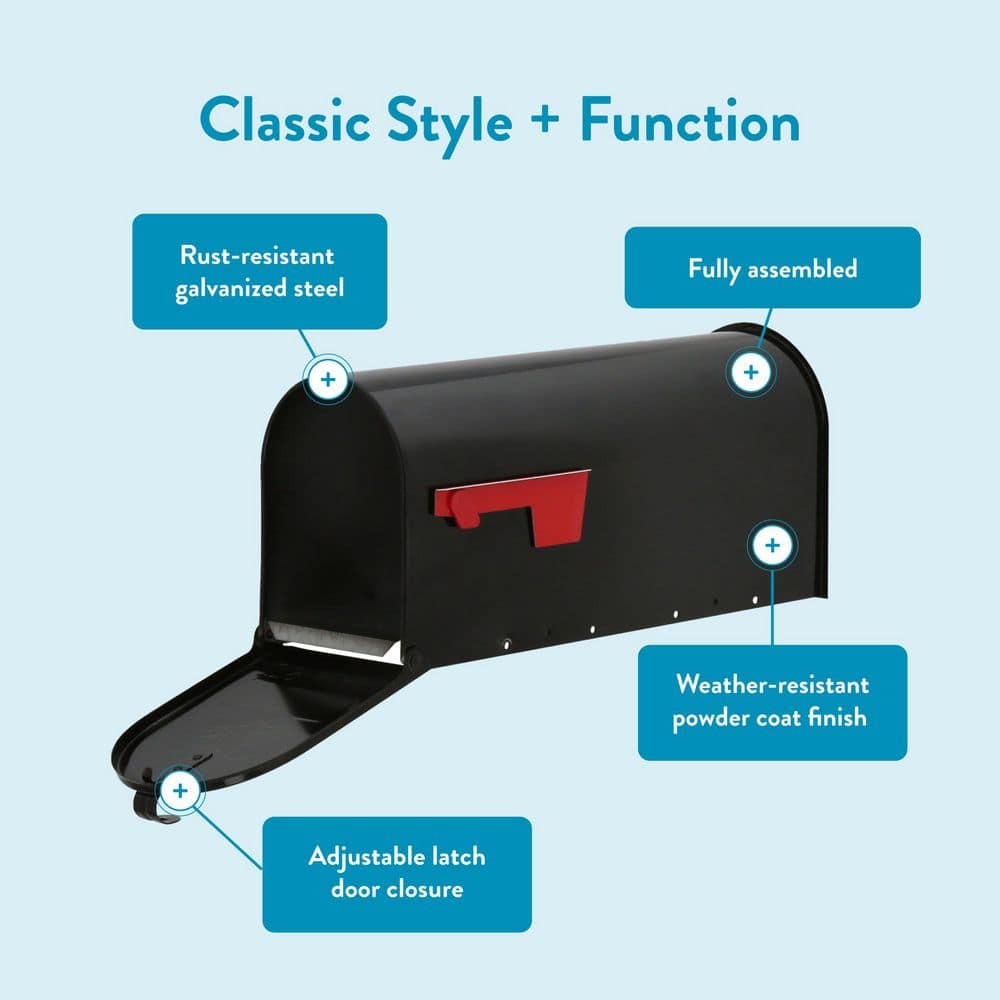 Architectural Mailboxes Elite Black, Medium, Steel, Post Mount Mailbox