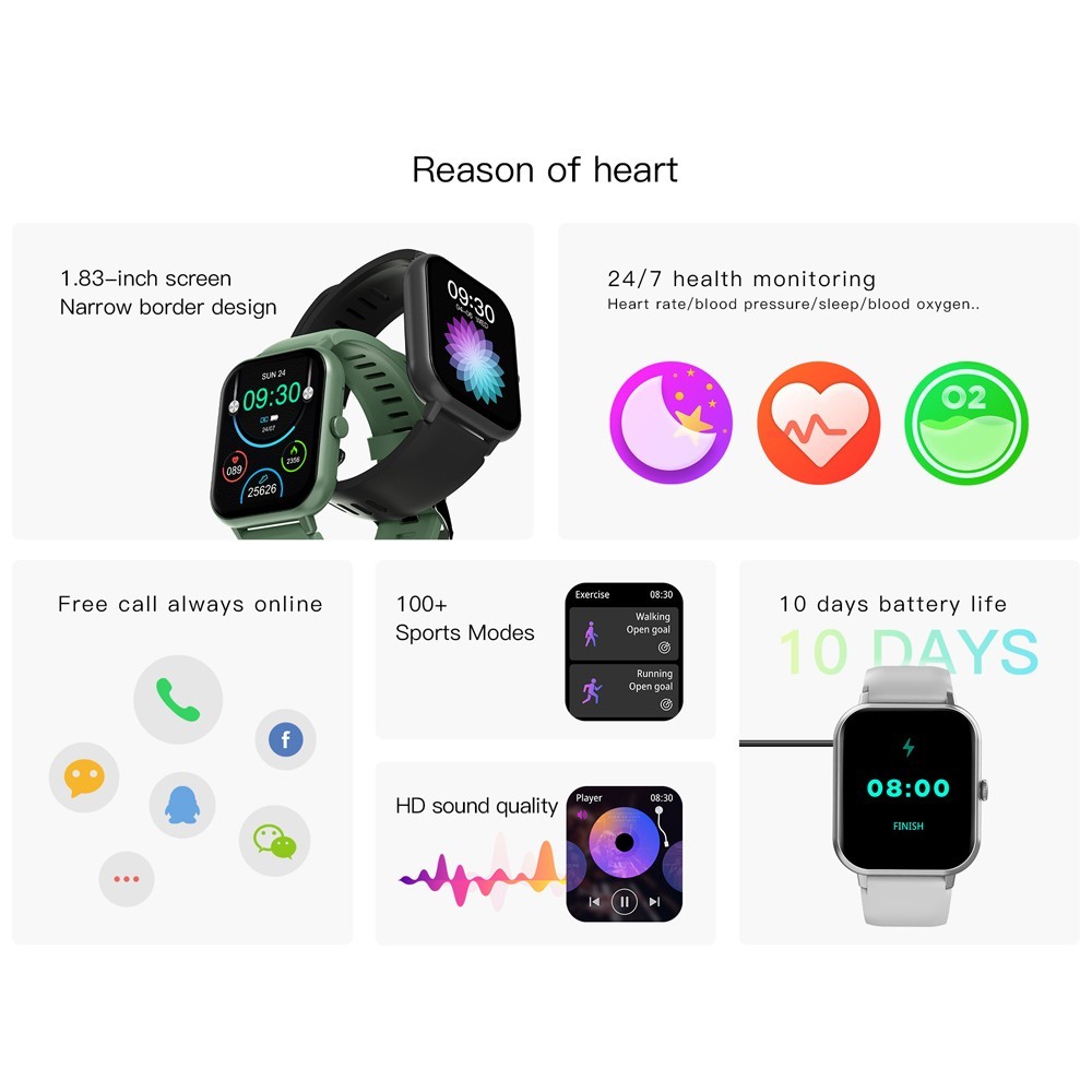 Multi-Functional Smart Watch Waterproof Smartwatch Bluetooth for Apple Android