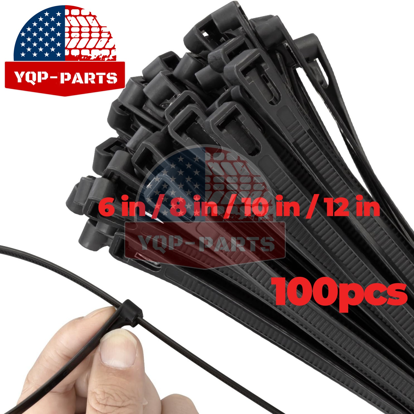 100 Pack Releasable Reusable Zip Ties Nylon Cable Heavy Duty Wire Self Locking