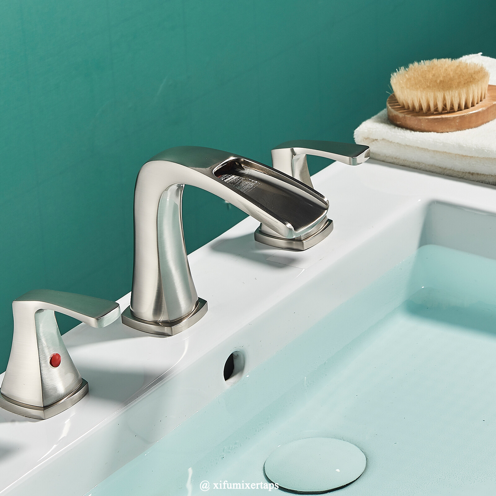 8” Widespread Waterfall Bathroom Sink Faucet 3 hole Vanity Mixer Brushed Nickel