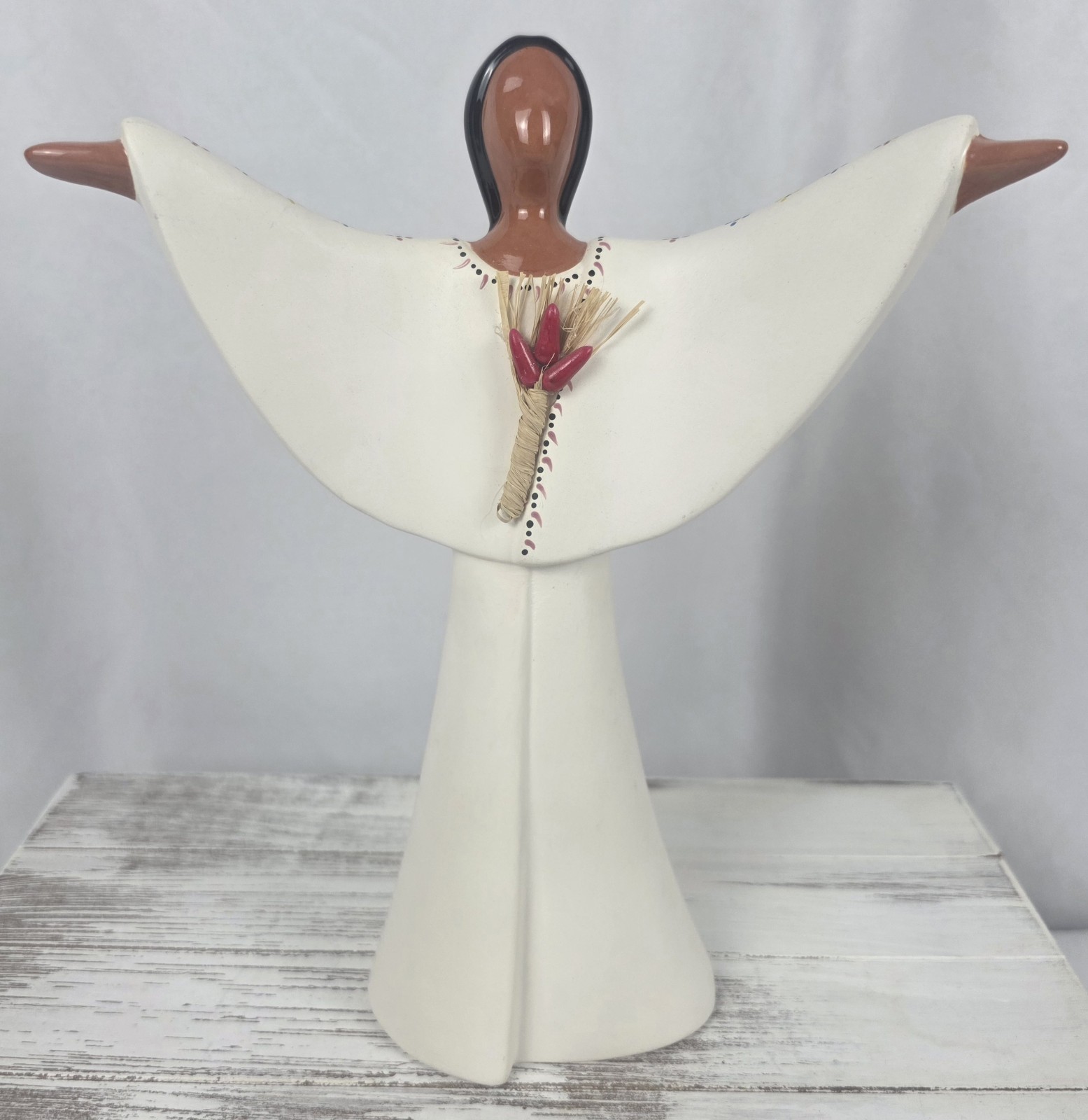 Rare! Vintage Navajo Clay Pottery Sculpture Harvest Prayer Figurine Signed 10"