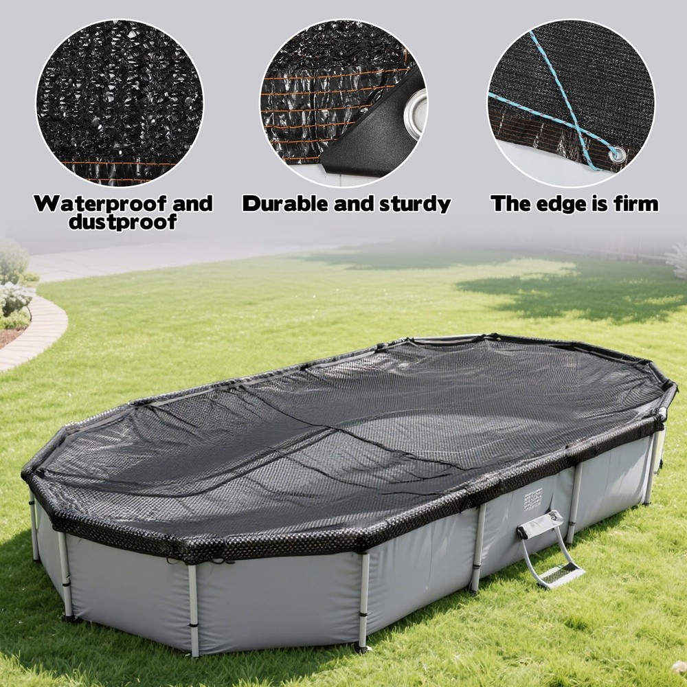 10' x 16' Oval Pool Leaf Net Cover with String, Oval Winter Mesh Pool Cover L...