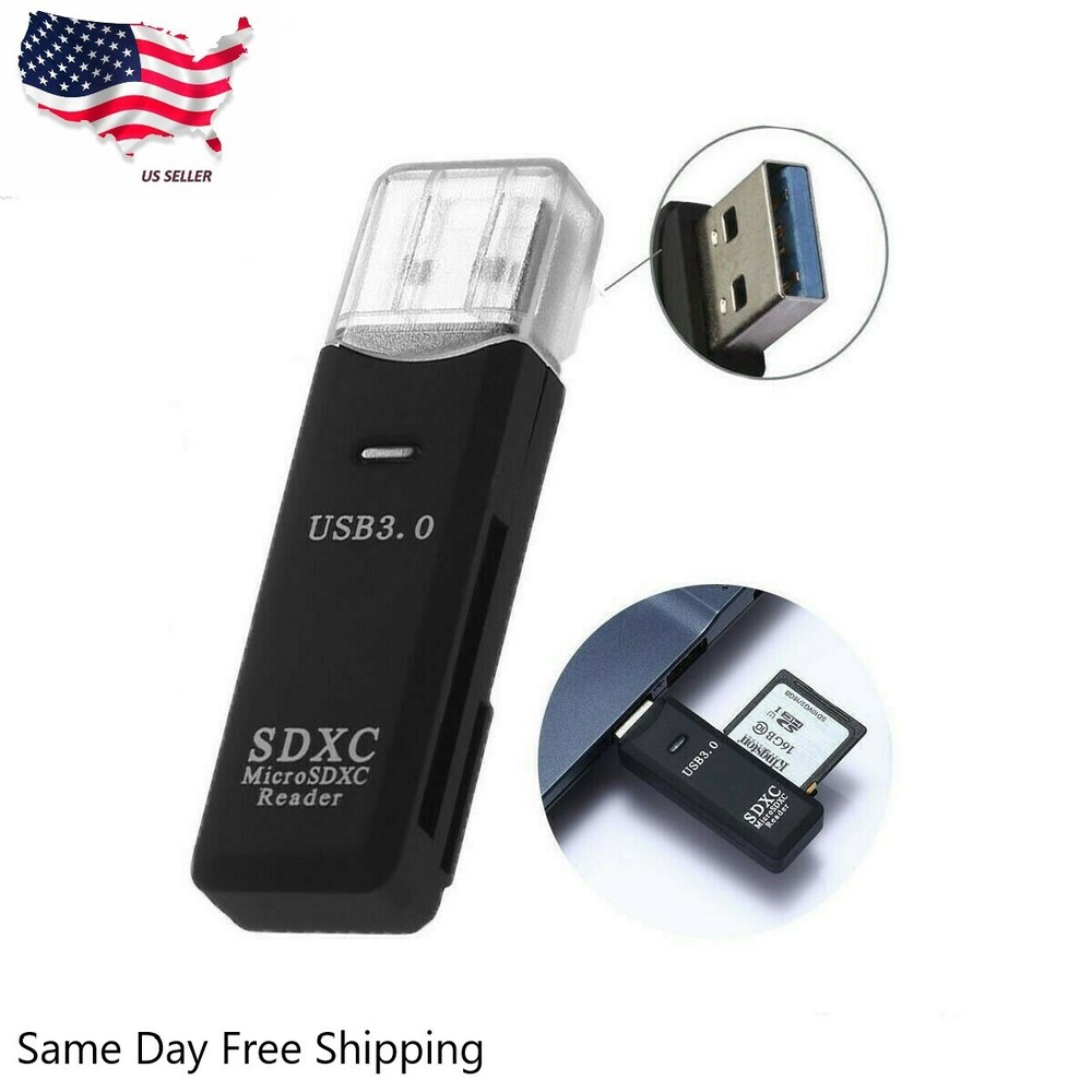 USB 3.0 2 in 1 HighSpeed Memory Card Reader Adapter for Micro SD SDXC TF T-Flash