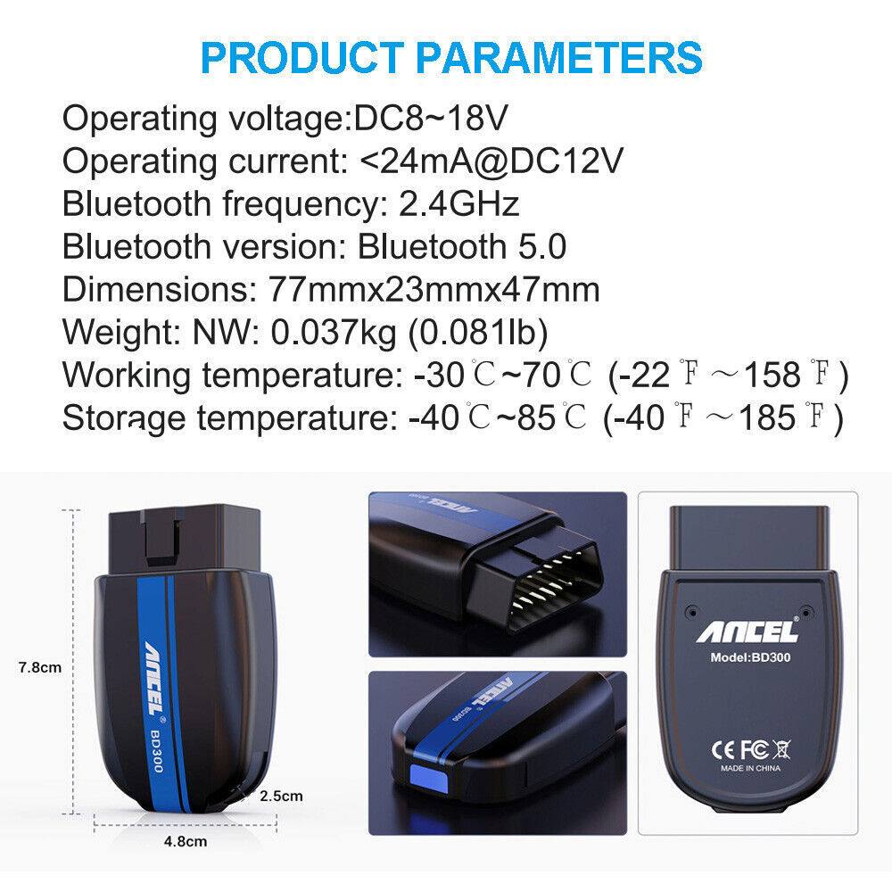 ANCEL BD300 For BMW Battery Registration OBD2 Scanner Diagnostic Tool Bluetooth