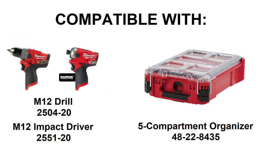 Milwaukee Packout Insert for M12 Drill and Impact Driver Gen2 (Insert Only)