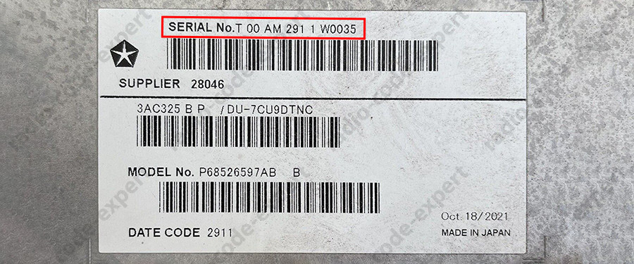 CHRYSLER RADIO PIN CODE ALL MODELS T00AM T**QN TM9 TVPQN TOMYD T00BE T0012 T0071