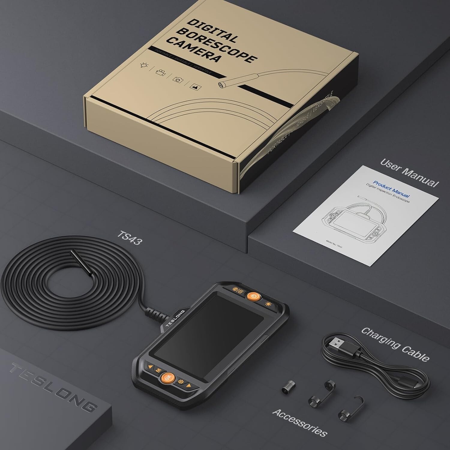 Automotive Endoscope Borescope Inspection Camera 1080P Industrial 4.3inch Screen