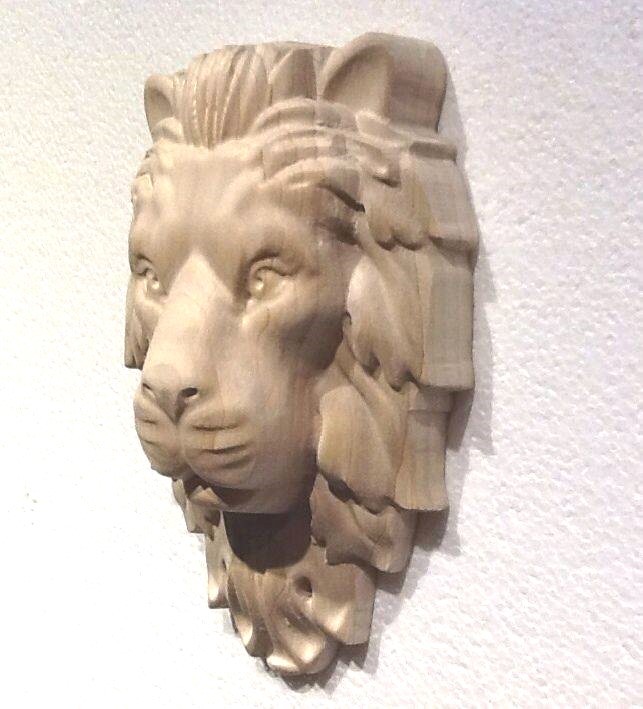 Lion Head Hand Carving Corbel / Applique.