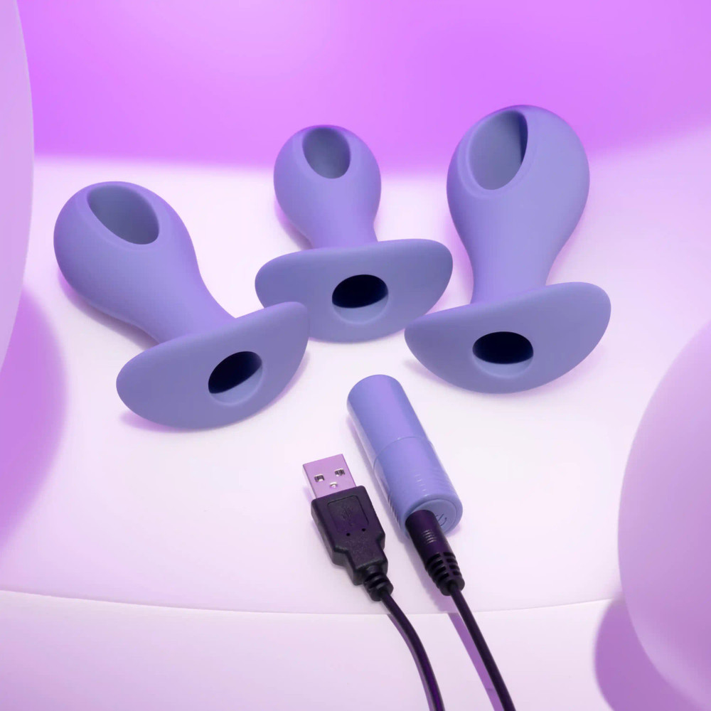 Hollow-center Silicone Anal Plug Buttplug Set Rechargeable Multi-speed Probe