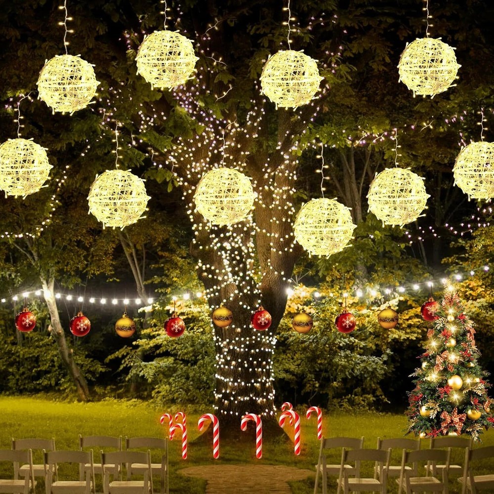 Outdoor Christmas String Lights,Spherical Tree Garden Spherical Lights