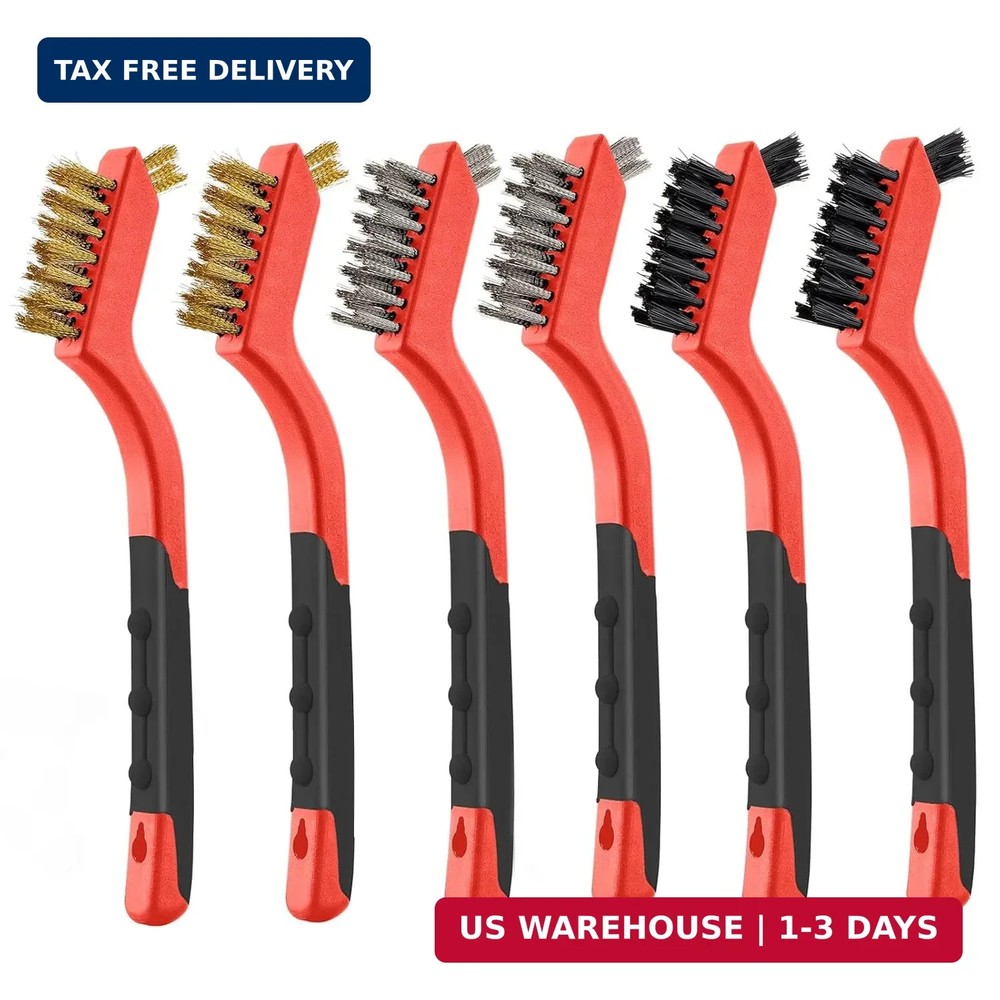 MAXMAN Wire Brush Set 6Pcs, Small Wire Brushes for Cleaning, Rust Remover, Scrub