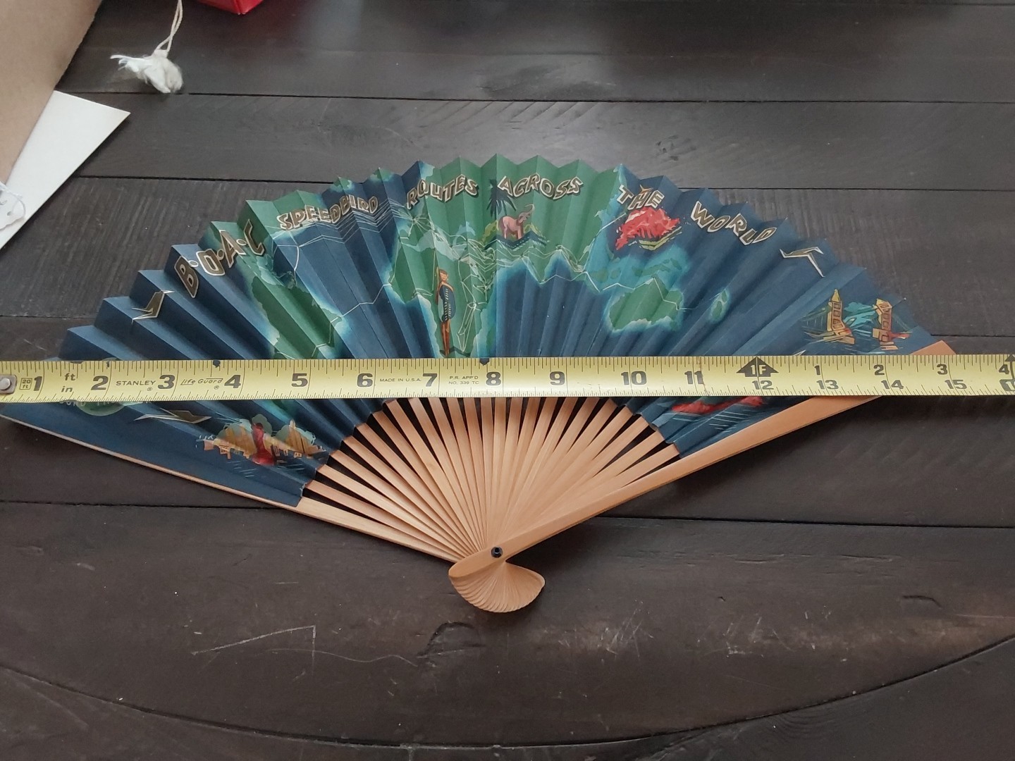 BOAC Airlines Speedbird Routes Across the World Advertising Hand Fan