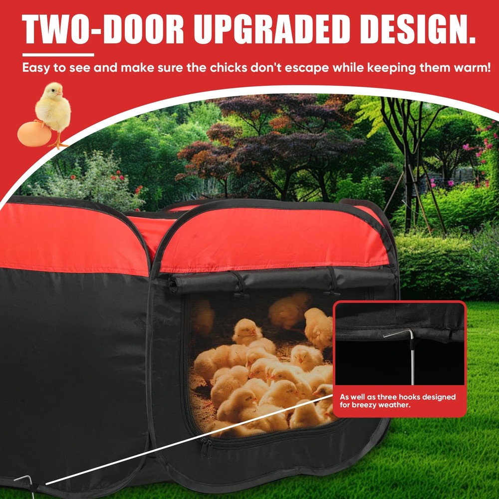 Chick Brooder Box Pop-Up Starter Kit w/ Double Doors Fits Up to 15 Chicks