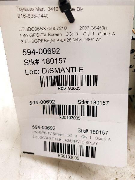 07 LEXUS GS450H INFO NAVIGATION DISPLAY SCREEN 2GRFSE 86111-30550