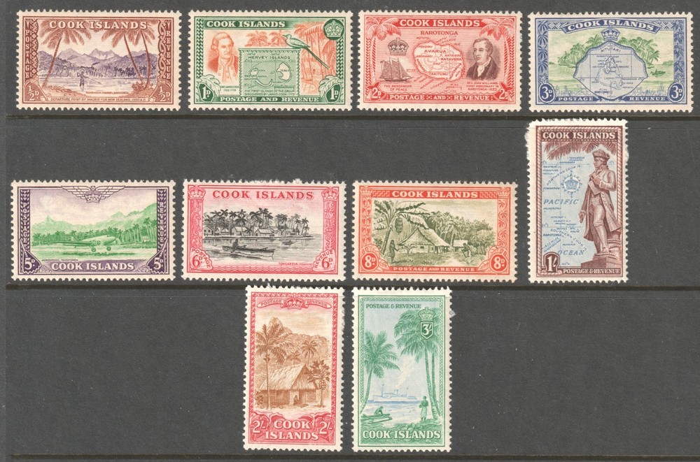 COOK ISLANDS 1949 CAPTAIN COOK & MAP