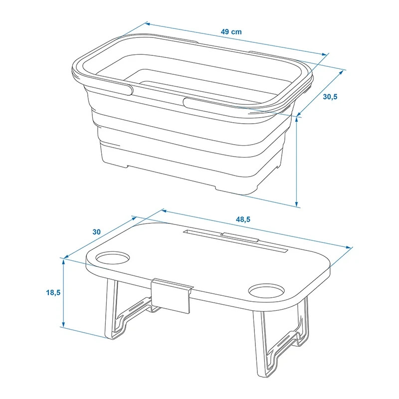 Foldable basket with that table usable lid camping basket 20L